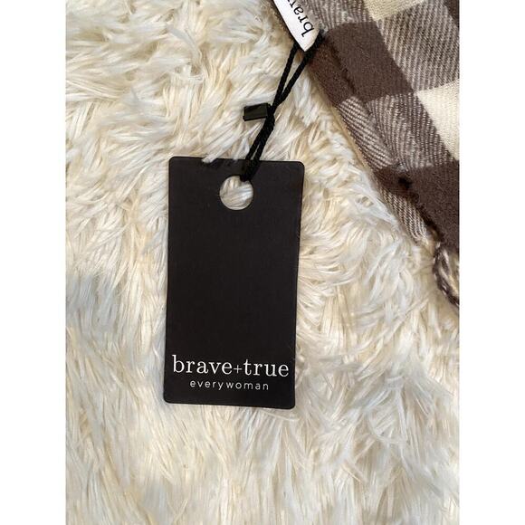 Brave + True Woodlands Brown & White Plaid Scarf - Size OS (NWT) - Picture 4 of 5